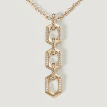 Links Pendant Chain Necklace in 18K Yellow Gold With Diamonds