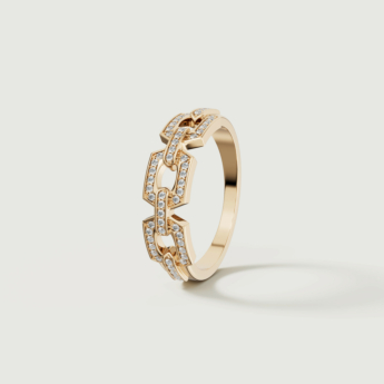 Links Trio Diamond Motif Ring 18K Yellow Gold
