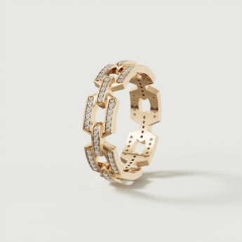Links 18k Yellow Gold Diamond Ring