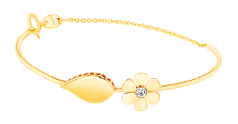 Ara Six Petals Flower Diamond Bangle In 18K Yellow Gold   