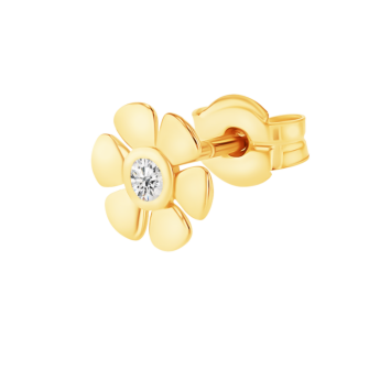 Ara Six Petals Flower Diamond Earrings In 18K Yellow Gold   