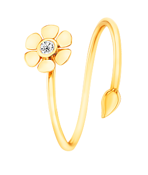  Ara Six Petals Flower Diamond Twisted Ring In 18K Yellow Gold   