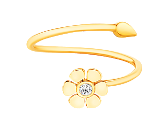  Ara Six Petals Flower Diamond Twisted Ring In 18K Yellow Gold   
