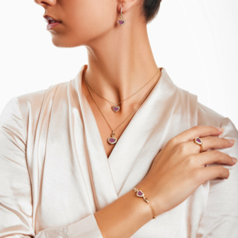 Dome Mosaic 18k Rose Gold Pink Sapphire and Diamond Necklace