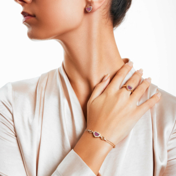 Dome Mosaic 18k Rose Gold Pink Sapphire and Diamond Necklace