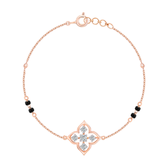 Mangalsutra Bracelet with Diamonds and Black beads