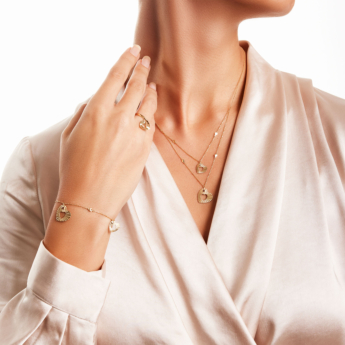 Farfasha Sunkiss Hearts Bracelet In 18K Yellow Gold And Studded With Ruby and Diamond