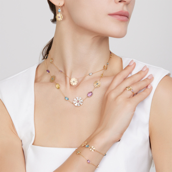 Farfasha Sunkiss Garden 18k Yellow Gold Choker Necklace with Amethyst, London Blue Topaz, Blue Topaz, Lemon Quartz and Mother of Pearl