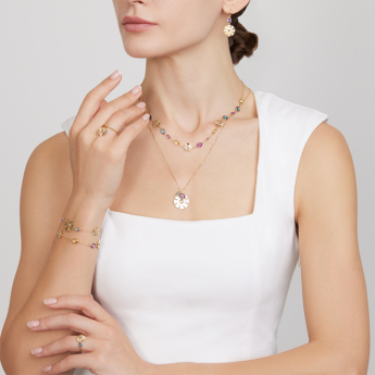 خاتم فرفشة سانكيس غاردن من الذهب الأصفر عيار 18 قيراط مرصع بأحجار الجمشت والتوباز الأزرق اللندني والتوباز الأزرق والكوارتز الليموني 