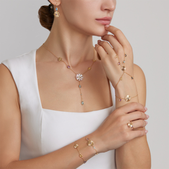 Farfasha Sunkiss Garden 18k Yellow Gold Necklace with Amethyst, Blue Topaz, Lemon Quartz and Mother of Pearl