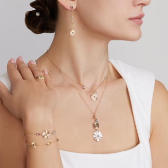 Farfasha Sunkiss Garden 18k Yellow Gold Earrings with Amethyst, London Blue Topaz, Blue Topaz and Lemon Quartz