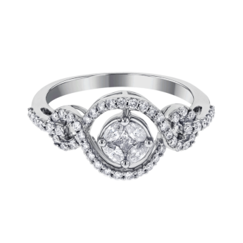 OSE  Ring in 18K White Gold Studded  with  Fancy cut and Round Diamonds