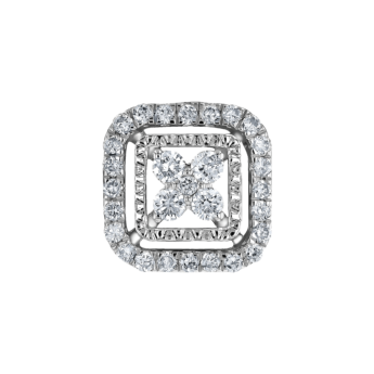 OneSixEight Flower Center Cushion Shape Diamond Stud Earring 18K White Gold