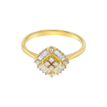 OneSixEight Square Shaped Diamond Ring 18K Yellow Gold
