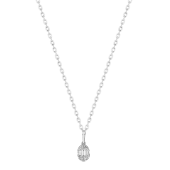 OneSixEight Oval Diamond Pendant Chain 18K White Gold