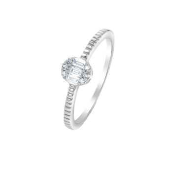 OneSixEight Oval Shaped Diamond Ring Eternity Band 18K White Gold