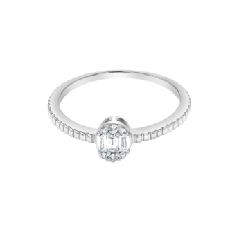 OneSixEight Oval Shaped Diamond Ring Eternity Band 18K White Gold