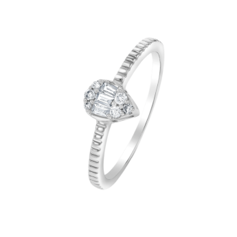 OneSixEight Pear Shaped Diamond Ring Eternity Band 18K White Gold