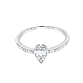 OneSixEight Pear Shaped Diamond Ring Eternity Band 18K White Gold