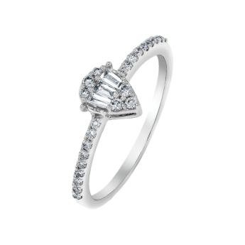 OneSixEight Pear Shaped Diamond Ring Half Eternity Band 18K White Gold