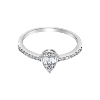 OneSixEight Pear Shaped Diamond Ring Half Eternity Band 18K White Gold