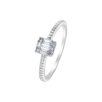 OneSixEight Emerald Shaped Diamond Ring Eternity Band 18K White Gold