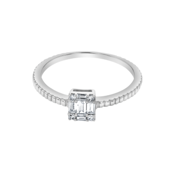 OneSixEight Emerald Shaped Diamond Ring Eternity Band 18K White Gold