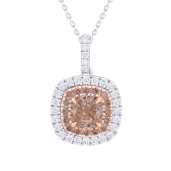 Gaia 1 Carat Lab Grown Fancy Intense Pink Cushion Cut Diamond Pendant