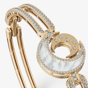 Qamar Layali 18k Yellow Gold Diamond and Mother of Pearl Bracelet