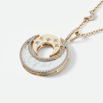 Qamar Layali 18k Yellow Gold Diamond and Mother of Pearl Necklace
