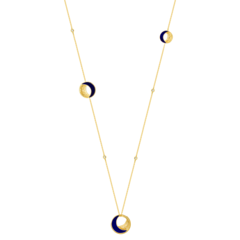 Qamar Tin Cup Necklace in 18K Yellow Gold, with Lapiz Lazuli and Diamonds