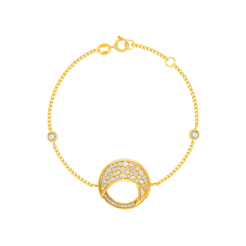 Qamar Bracelet in 18K Yellow Gold, with Mother of Pearl and Diamonds