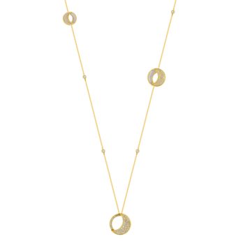 Qamar Tin Cup Necklace in 18K Yellow Gold, with Mother of Pearl and Diamonds