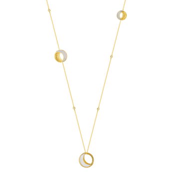 Qamar Tin Cup Necklace in 18K Yellow Gold, with Mother of Pearl and Diamonds