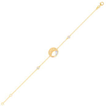 18k Yellow Gold Qamar Bracelet With Diamond And Mother of Pearl