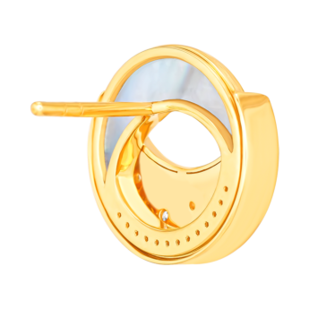 18k Yellow Gold Qamar Earrings With Diamond And Mother of Pearl