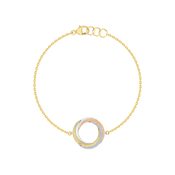 سوار ريفولف تريو من الذهب الأصفر والوردي والأبيض عيار 18 قيراط المرصع بالألماس