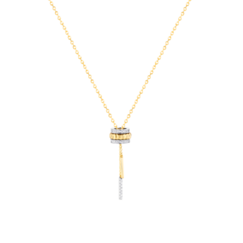 Revolve Diamond Pendant Chain With Moving Mechanism with sliding chain set in 18K Yellow Gold