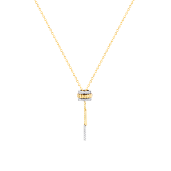 Revolve Diamond Pendant Chain With Moving Mechanism with sliding chain set in 18K Yellow Gold