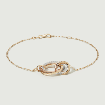 Revolve Trio Diamond Bracelet in 18k Yellow, Rose & White Gold