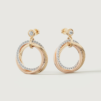 Revolve Trio Diamond Earrings in 18k Yellow, Rose & White Gold