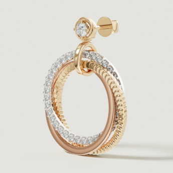 Revolve Trio Diamond Earrings in 18k Yellow, Rose & White Gold