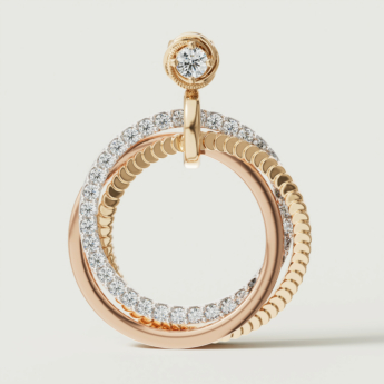 Revolve Trio Diamond Earrings in 18k Yellow, Rose & White Gold