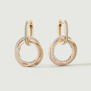 Revolve Trio Diamond Earrings in 18k Yellow, Rose & White Gold
