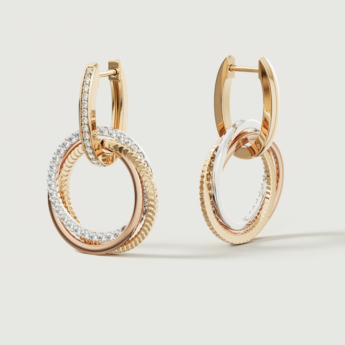 Revolve Trio Diamond Earrings in 18k Yellow, Rose & White Gold