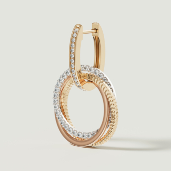 Revolve Trio Diamond Earrings in 18k Yellow, Rose & White Gold