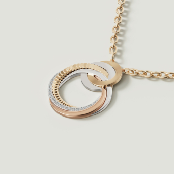 Revolve Trio 18k Yellow, Rose and White Gold Necklace with Diamonds