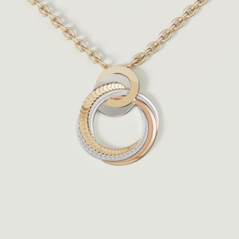 Revolve Trio 18k Yellow, Rose and White Gold Necklace with Diamonds
