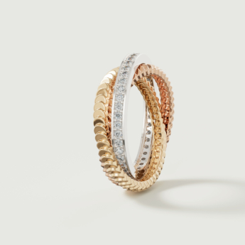Revolve Trio Diamond Ring in 18k Yellow, Rose & White Gold