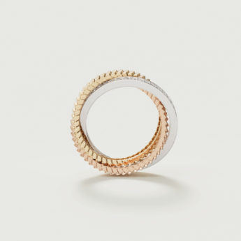 Revolve Trio Diamond Ring in 18k Yellow, Rose & White Gold